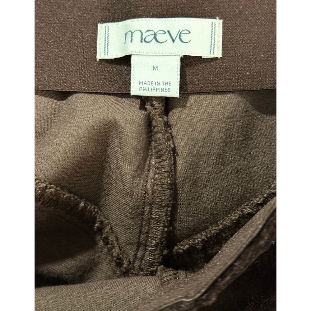 Maeve High Rise Split Front Velvet Skinny Pants Brown Holiday Party Stretch Sz M - Picture 11 of 14